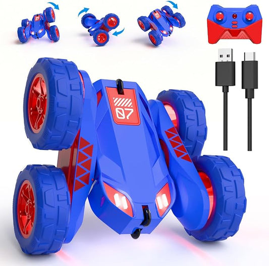 Remote Control Car, Rechargeable RC Cars & Remote Double-Sided Driving 360° Flips Rotating 2.4Ghz 4WD All Terrain Stunt Race Car Toy Christmas Birthday Gift for Kids Boys 3-12