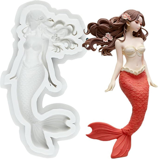 Mermaid Polymer Clay Molds Mermaid Girl Silicone Mold for Jewelry Making Epoxy Resin Casting Air Dry Polymer Clay Craft