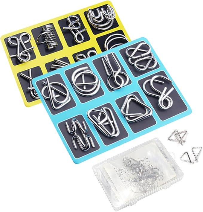Metal Brain Teaser Puzzles Ring, 3D Interlocking Metal Wire IQ Logic Game, Challenging Iron Ring Puzzle for Adults, Educational Party Favor Travel Thinking(Type 1)