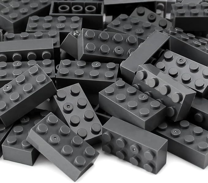 100pcs 2x4 Bricks Dark Gray Pieces Grey Classic Building Blocks Creative Play Set Toy Accessories Compatible with Major Brick Brands