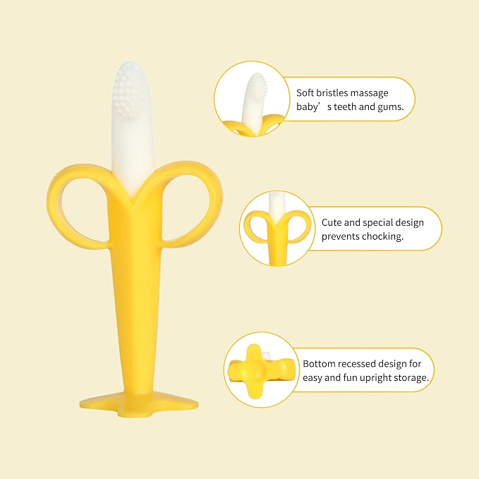 Chuya Teething Toys for Baby, Teethers with Banana Toothbrush Teeth Brushing,BPA-Free,Chew Toy Infants Toddlers Silicone Teether for Babies 0-6-12 Months