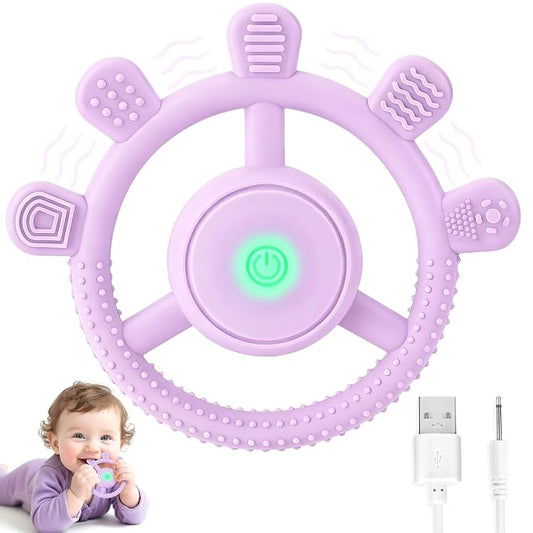 Vibrating Teether for Baby, Sensory Chew Toys for Autistic Children & Teething Toys for Babies 6-18 Months, USB Chargeable & 3X Vibration Settings. Toddler Travel Essential, Autism Sensory Products