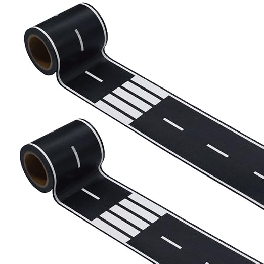 RECER Black Track Tape,Toy Car Tape Track for Kids,Race Cars Decorations for Kids Birthday Party (2 Rolls, 2.4" x 33')