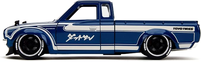 Jada Toys JDM Tuners 1:24 Scale Die-Cast 1972 Datsun 620 Pickup – Opening Doors, Detailed Interior, Rubber Tires, Collectible for Ages 8+(Gloss Blue)