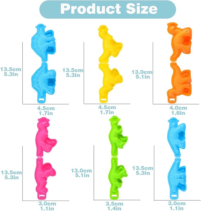 Unleash Creativity with 6 Unique Dino Molds Dough Toys Dough Accessories Set.Ideal as a Gift for Kids Aged 3-4-8 Years
