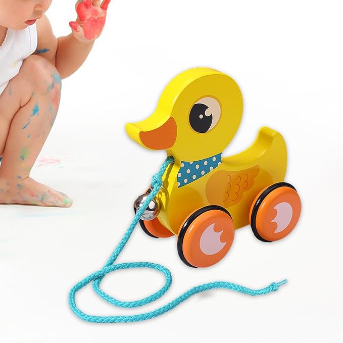Pull Along Toy with String, Animal Push and Pull Along Toys, Duck