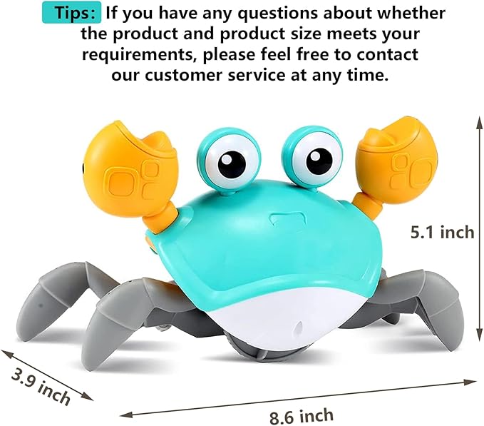 Crawling Crab Baby Toys 6–12 Months, Tummy Time Toys for Babies with Music and Lights, Interactive Infant toy for Crawling, Walking and Early Development, 1st Birthday Gift for Toddlers 1–3
