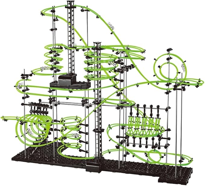 867pcs Level 3–8 Marble Roller Coaster Kit, 820+ PCS Glow-in-The-Dark Marble Run with Steel Balls – Luminous Rail Maze Building Toys, STEM Construction Set for Ages 14+ & Adults