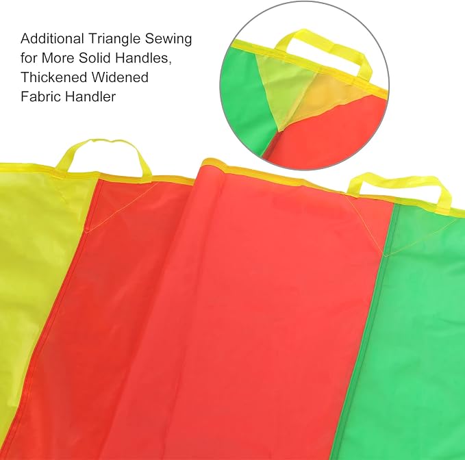 Sonyabecca Kids Play Parachute, Play Parachute 16ft with 12 Handles for Kids Cooperation Group Play