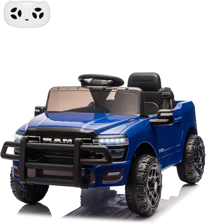 Garvee Kids Ride On Cars, Licensed RAM 12V Electric Ride On Truck Car w/Remote Control, Electric Pickup Car for Toddlers, Spring Suspension, LED Lights, Music, Ride On Toys for Boys Girls