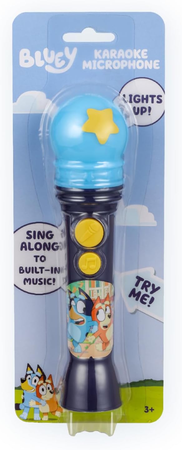 Bluey Toy Microphone for Kids, Includes Built-in Music and Lights, Ideal Toddler Toys (Bluey)