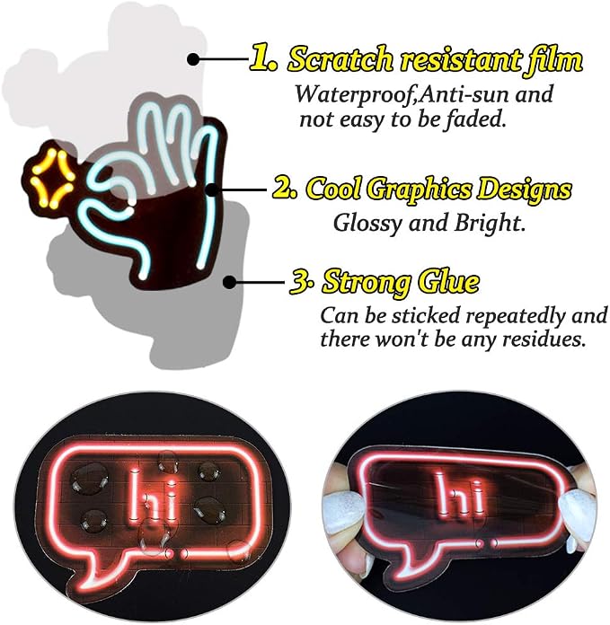 QTL Neon Stickers for Teens & Students Prizes, Waterproof Vinyl Party Favor Stickers, School Rewards, Water Bottle and Laptop, 50PCS