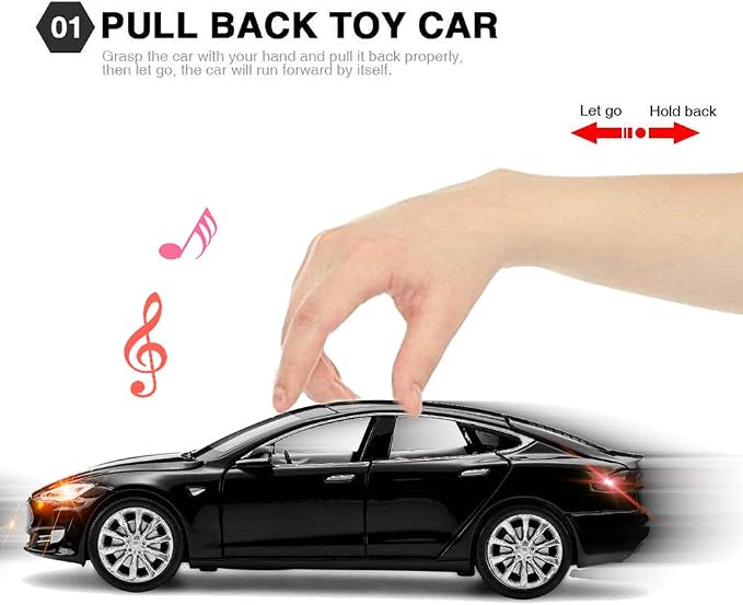 gidoyi Toy Car Model S Alloy Model Cars Pull Back Vehicles 1/32 Scale Car Toys for Toddlers Kids (Black)
