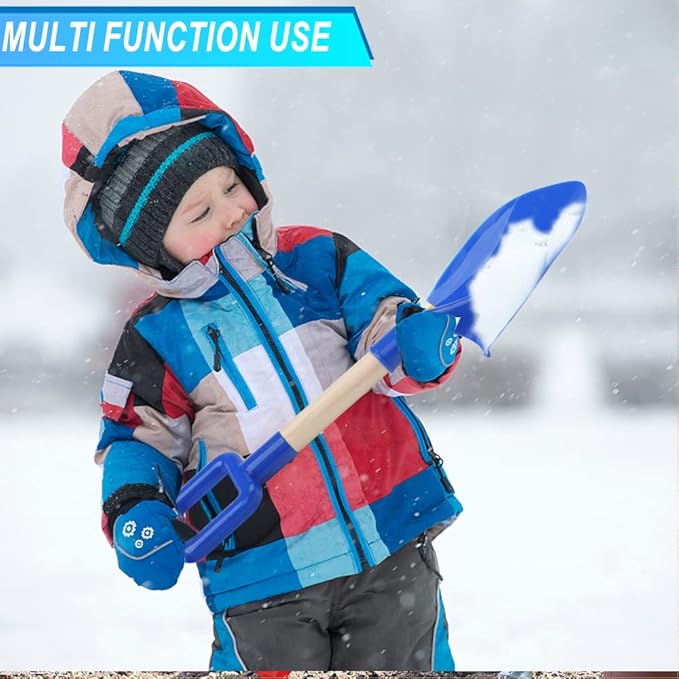 16" Kids Beach Spades Sand Shovels, Toys Gardening Tools Kit Sandbox Scoop Wood Handle Plastic Spade for Garden Sand Snow Backyard Summer Vacation for Kids Adults 2 Pack- Blue&Green
