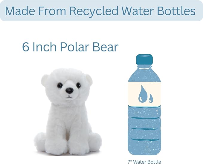 The Petting Zoo Polar Bear Stuffed Animal Plushie, Gifts for Kids, Wild Onez Babiez Zoo Animals, Polar Bear Plush Toy 6 inches