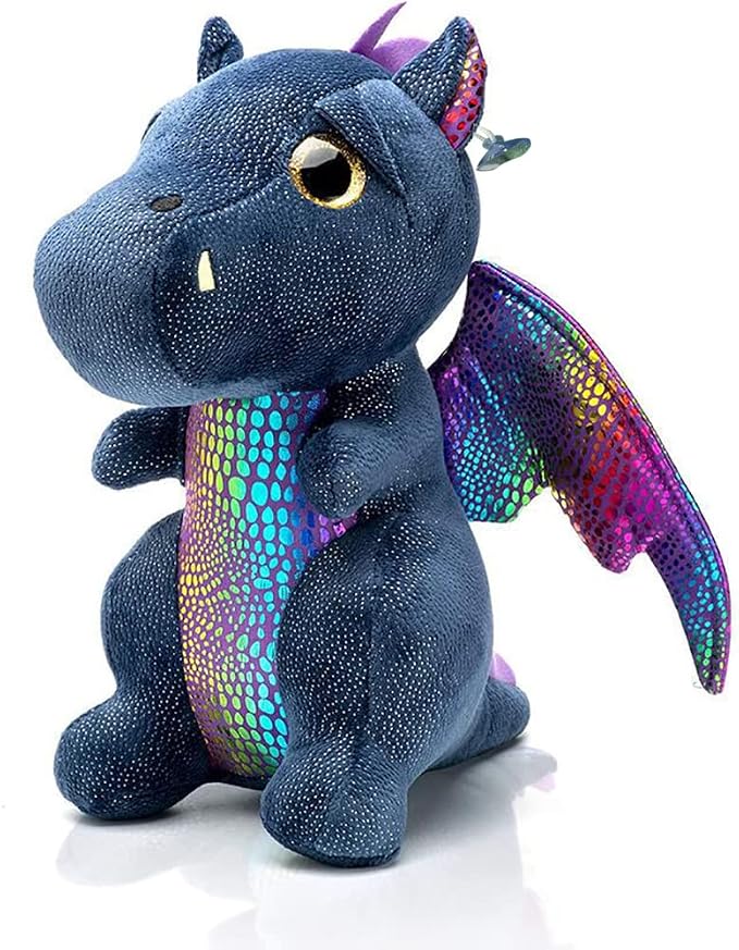 YUKOUQIAN Dragon Stuffed Animal Cute Dragon Plush Doll Toy 10 inch for Girls Boys Christmas (Dragon Black 25cm)