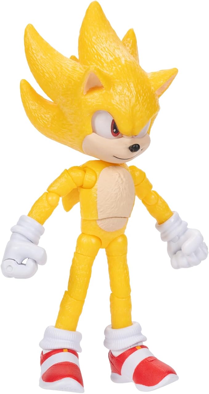 Sonic The Hedgehog 3 Movie Action Figures - 5-Inch Super Sonic The Hedgehog Collector Toy Figure, Highly Articulated for Boys & Girls - Officially Licensed 3 Movie Product