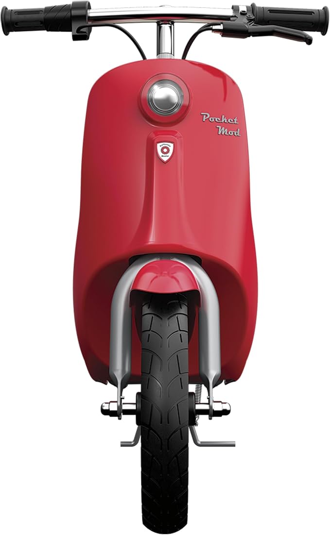 Razor Electric Retro Scooter for Ages 8+, 170 lb Max Weight, Red, w/ 250W Motor, 12” Tires & 24V Battery, Up to 15 MPH, Pocket Mod – Lightweight Ride On Motorcycle Bike for Young and Teen Riders