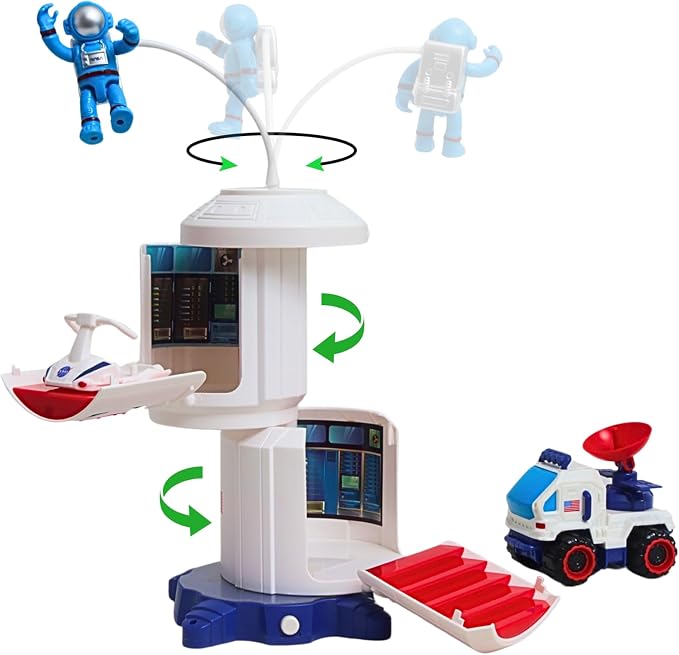 Space Adventure Space Station Playset – NASA Licensed Light & Sound Space Base with Capsule, Rover, Hover Scooter & Astronaut Figure, Plastic Space Toy & Collectible for Kids Ages 3+
