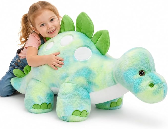 Giant Dinosaur Stuffed Animal for Girls,Large Dinosaur Plush Toys,31.5Inch Big Dino Plushies,Green Cute Stegosaurus Stuffy,Dino Pillow Christmas,Valentine's,Thanksgiving,Easter,Birthday Gifts