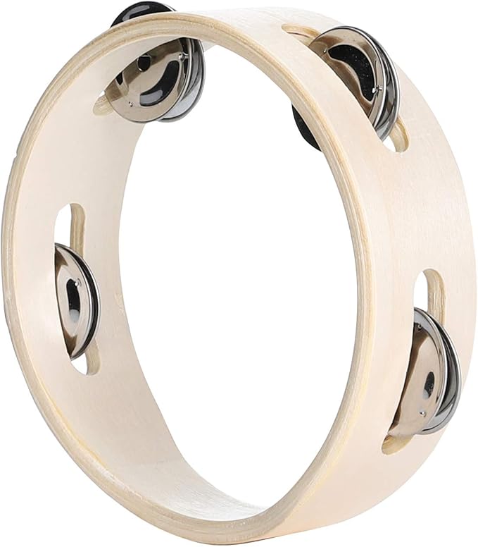 Tambourines for Kids Hand Held 6 inch Tambourine Ring Metal Jingles Percussion Musical Educational Hand Instrument for KTV Party Kids Games (6 inch ring)