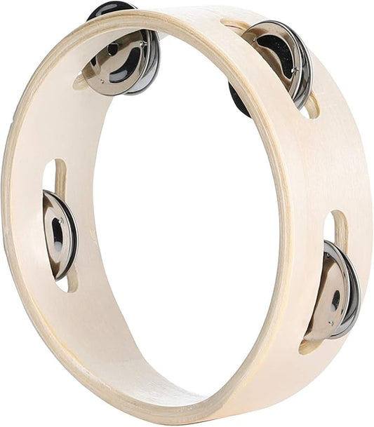 Tambourines for Kids Hand Held 6 inch Tambourine Ring Metal Jingles Percussion Musical Educational Hand Instrument for KTV Party Kids Games (6 inch ring)
