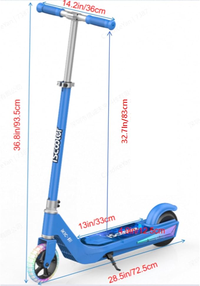 iScooter IK3 Serious Electric Scooter for Kids Aged 6-12, 3/6/10MPH Speed, Dual Brake System, 3 Heights (IK3Pro), Magnetic Charging, Colorful Lights, LED Display, 150W Motor Kids Scooter