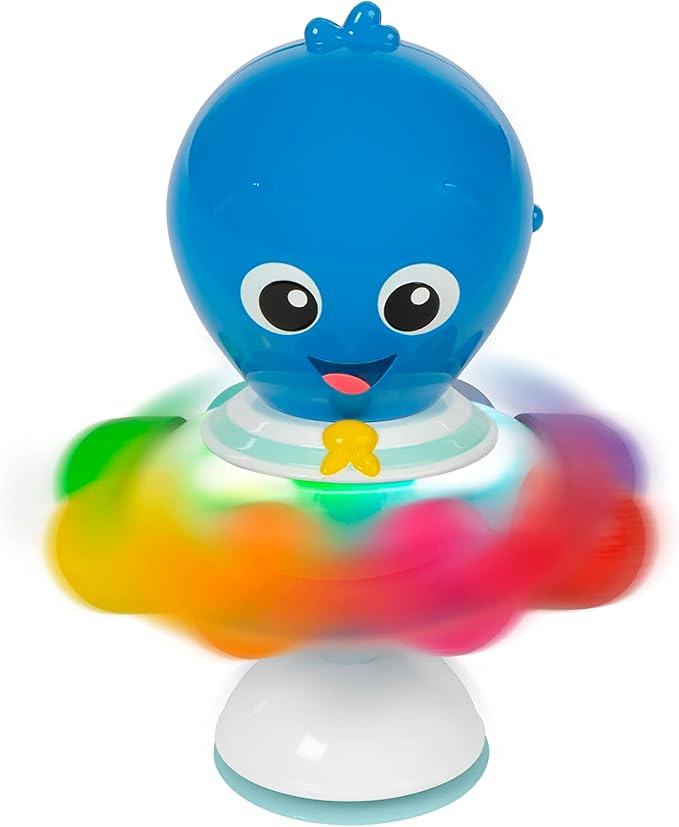 Baby Einstein Ocean Explorers Opus Spin & Sea Suction Toy for Highchair, Lights & Vibrant Colors, Ages 3 Months and up