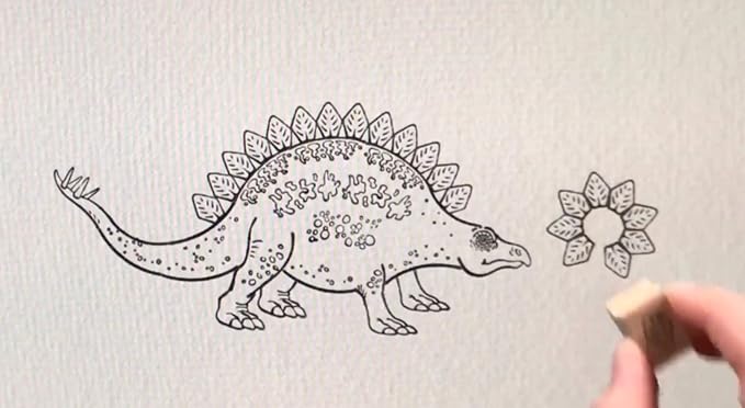 The Purple Cow - Stamper - Dino Maker Stamp Kit for Kids. Paint Stamper for Arts and Crafts. Develop Creativity with 35 Stamps and an Ink pad, for Girls and Boys Ages 6 to 16.