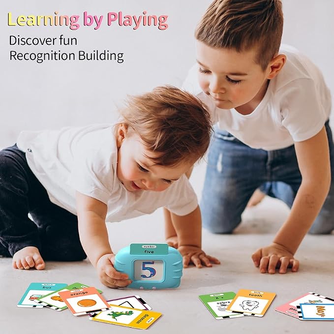 Eaever 252 Sight Words Talking-Flash-Cards, Easter Birthday Gifts for Boys 1 2 3 4 5 6 Year Old, Educational Montessori Toys, Pocket Speech Language Learning Toys for Toddlers Ages 1-6, Blue