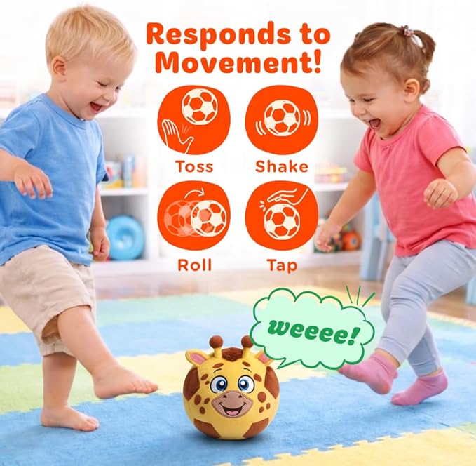 Move2Play, Hilariously Interactive Toy with Music & Sound Effects for Boy & Girl | Ball for Toddler & Baby | 6, 12, 18+ Months | 1, 2, 3+ Year Old
