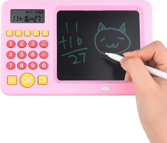 Math Games Toy for Kids Ages 5 6 7 8, LCD Writing Tablet for Kids Educational Math Learning Games, Birthday Gifts for Boys Girls (Pink Colour)