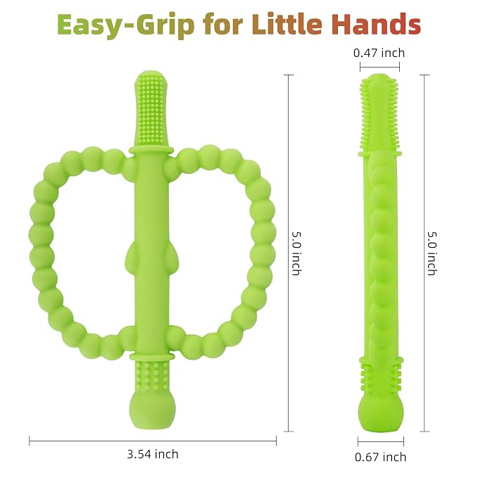 Fu Store Hollow Teether Tube 2 Pack Apple Shape Chew Straw Sensory Toy for Infant Toddlers Silicone Tubes Teething Toys for Babies 0-6 0-12 0-36 Months Gifts Teething Relief Soothing Gums