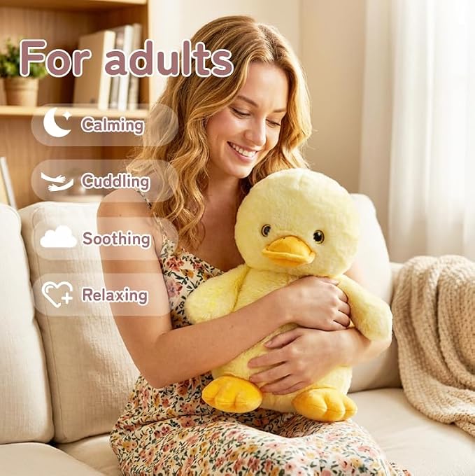 Niuniu Daddy 14" | 3.5 Pound Duck Weighted Stuffed Animal for Kids & Adults, Large Weighted Plushies Pillow for Sleeping and Calming, Cute Sitting Plush Toy Huggable Gift for Everyday Comfort