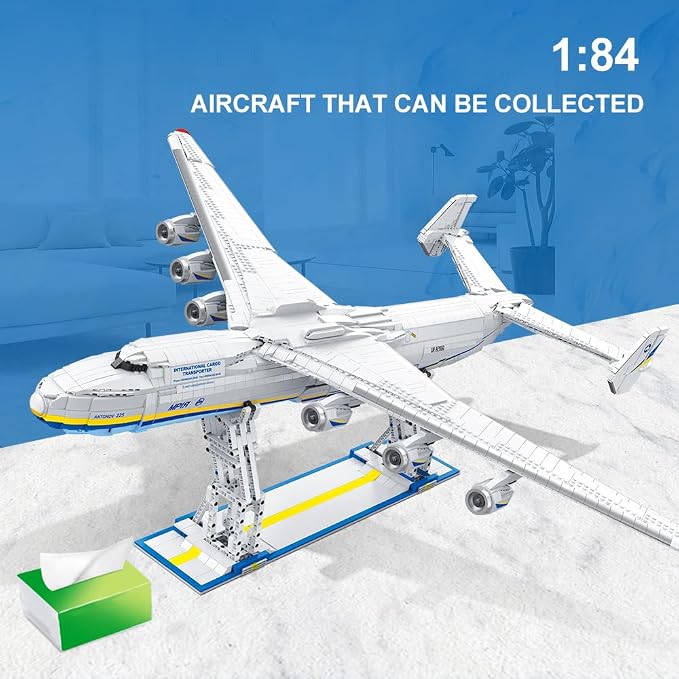 Antonov An-225 Technik 1:84 Large Transport Aircraft Building Blocks Set, 5350 Pieces MOC Airplane Model Building Kit, Military Fans Model- Collection Gift for Adult