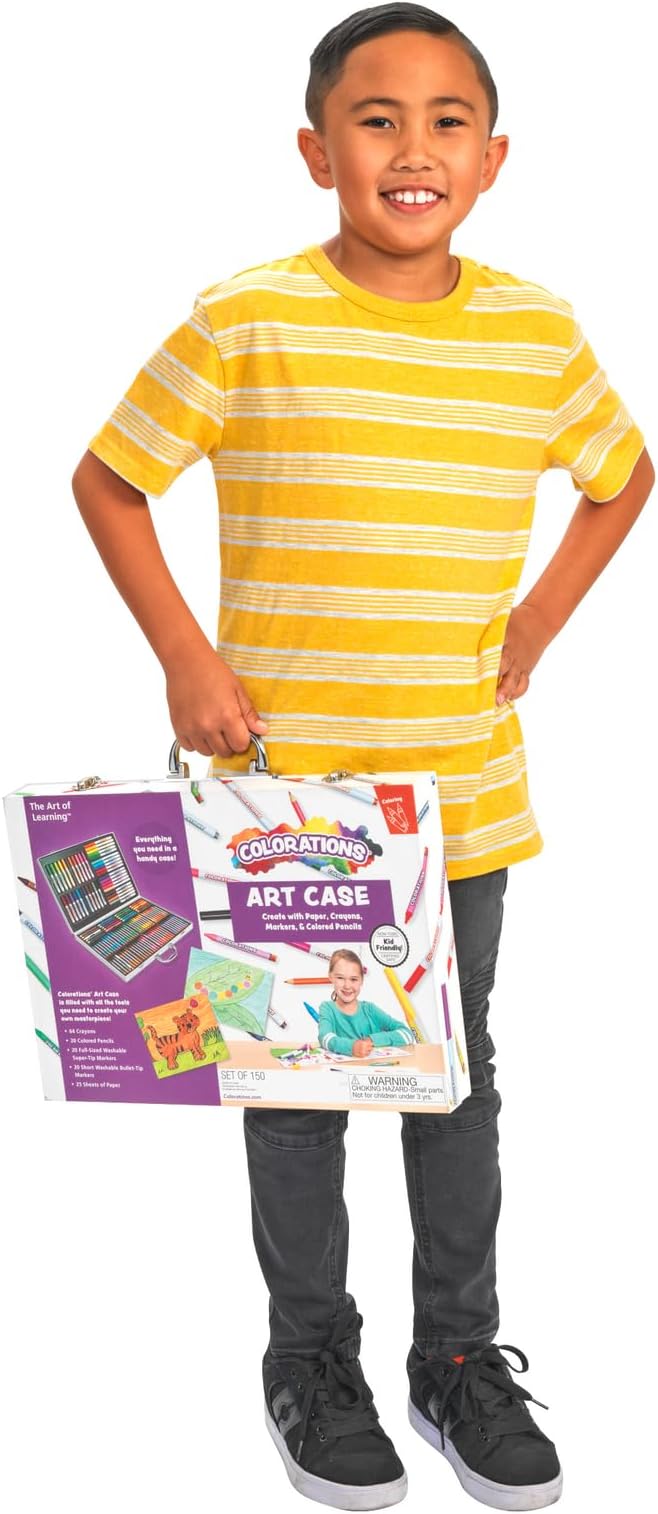 Colorations - Creative Artist Case - 150 pcs - Markers, Crayons, Colored Pencils, Paper, Art Set for Kids, Coloring Kit, Washable