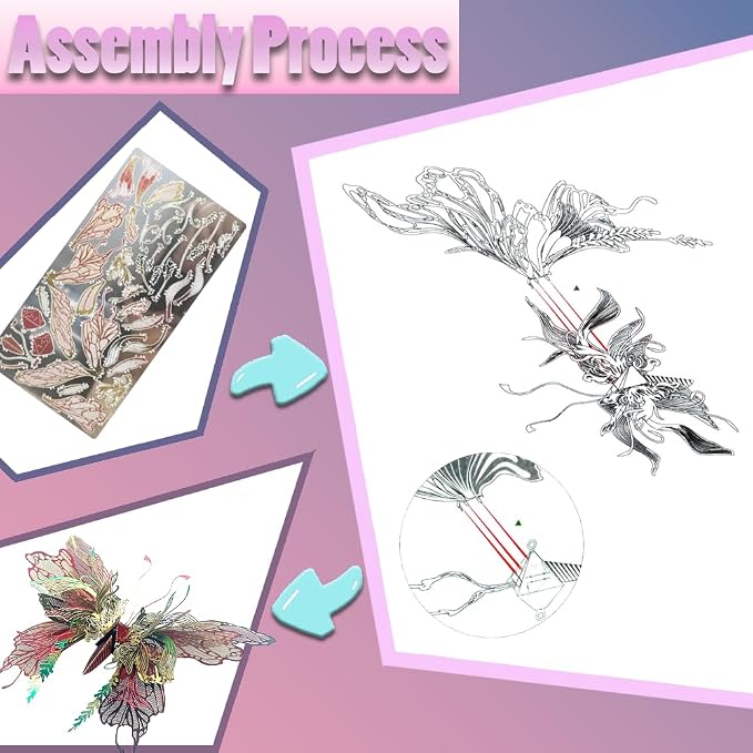 3D Metal Puzzles for Adults,Butterfly Model Building Kits,Cute Insect Design,Brain Teaser Puzzle,DIY Mechanical Assembly Kit Creative Ornament Suitable for Home Decor Art Craft (Colorful)