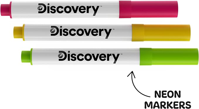 Discovery Neon Glow Drawing Board - LED Drawing Tablet for Kids| 8 Light Effects, 3 Washable Markers| Doodle Board Sketch Pad Art Kit| Built-in Storage & Display| Arts & Crafts Toy| Boys & Girls Gift