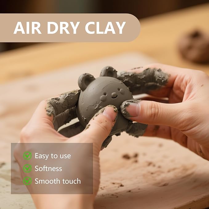 VIBRATITE Natural Air Dry Clay Bulk, 10LBs All-Purpose Modeling Sculpting Pottery Clay for Beginners and Professional (Gray)