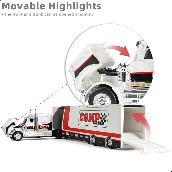 Alloy Metal Diecast Tow Traktor Toy 1:64 Scale International Lonestar Heavy Truck Model Semi Trailer Head Toy Gift Classic Truck Model Collection for Kid Boy Men Adult (White)