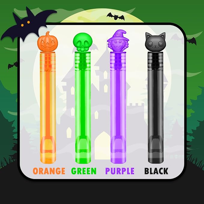 Halloween Party Favors Goodie Bag Stuffers for Kids 36 PCS, Mini Bubble Wands for Toddlers, Small Boo Trick or Treat Basket Bucket Fillers, Birthday Classroom Games Activities Supplies Prizes Gifts