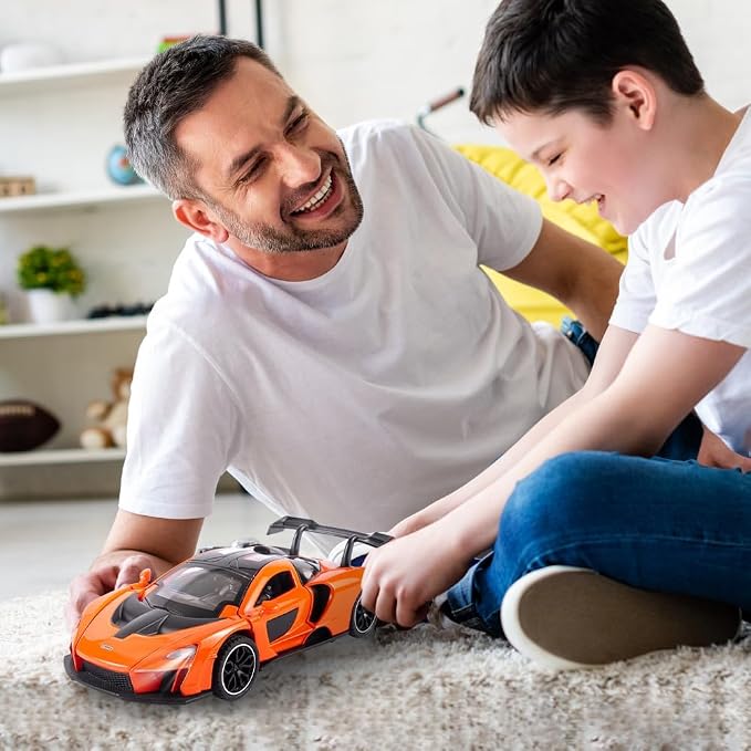 Fast & Furious 1:32 McLaren Senna Diecast Cars,Toy Cars with Light Sound and Pull Back,Birthday Gifts for Boys and Boyfriends(Orange)