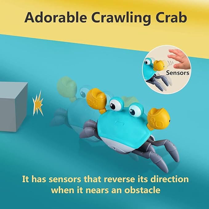 Crawling Crab Baby Toys 6–12 Months, Tummy Time Toys for Babies with Music and Lights, Interactive Infant toy for Crawling, Walking and Early Development, 1st Birthday Gift for Toddlers 1–3