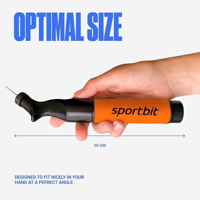 SPORTBIT Ball Pump for Sports Balls - Push & Pull Inflating System - Hand Pump for Exercise Balls - Volleyball Pump, Basketball Inflator, Ball Air Pump - Goes with 5 Needles Set