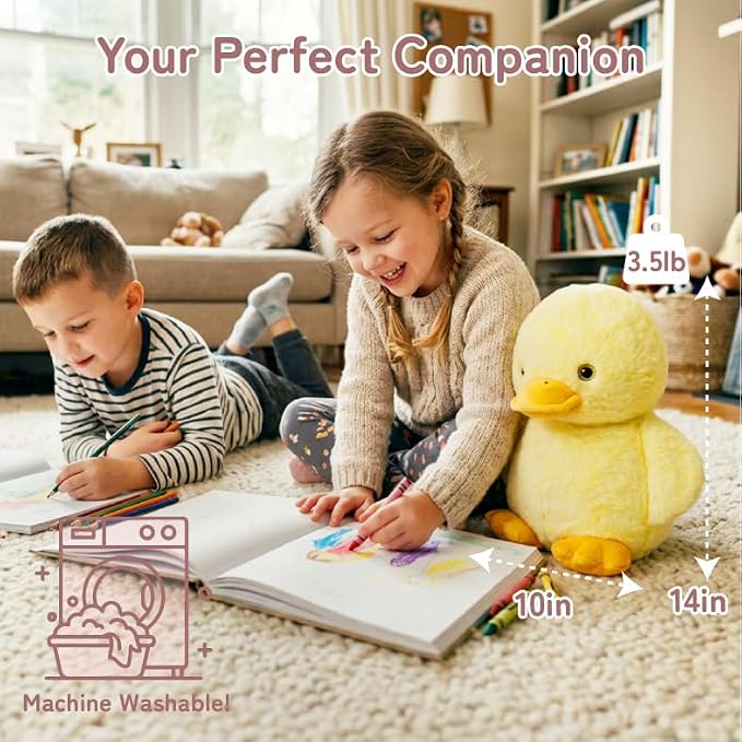 Niuniu Daddy 14" | 3.5 Pound Duck Weighted Stuffed Animal for Kids & Adults, Large Weighted Plushies Pillow for Sleeping and Calming, Cute Sitting Plush Toy Huggable Gift for Everyday Comfort