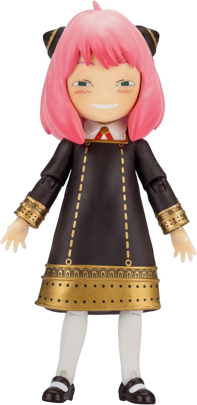 Total Anime Anya Forger - 6.5-Inch Scale Figure with Swappable Faceplates, Alternate Hands, Teddy Bear, and TV Set