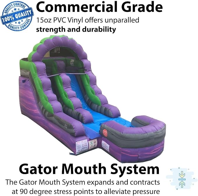 TentandTable Inflatable Water Slide for Kids and Adults, Commercial Grade Giant Blow Up Backyard Water Fun, Includes Electric Air Blower, 23' L x 9' W x 12' H, Purple Marble