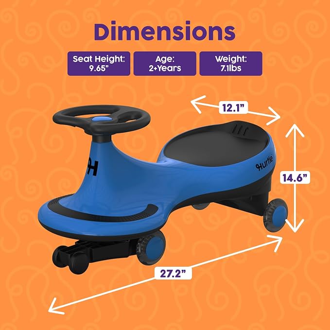 Hurtle Swing Ride On Car, Wiggle Car Toy for Kids, No Pedals, Batteries or Gears, Safe Toddler Ride On Toy with Twist & Go Motion, for Indoor & Outdoor Use, Suitable for Kids Above 2 Years, Blue