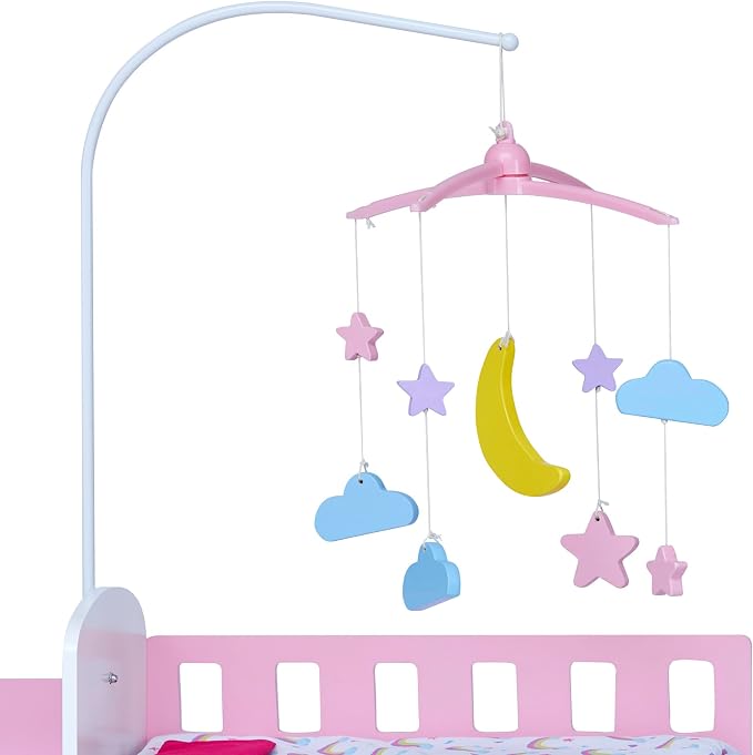 Olivia's Little World 6-in-1 Baby Doll Changing Station with Bedding & Mobile, Pink/Purple | 6 in 1
