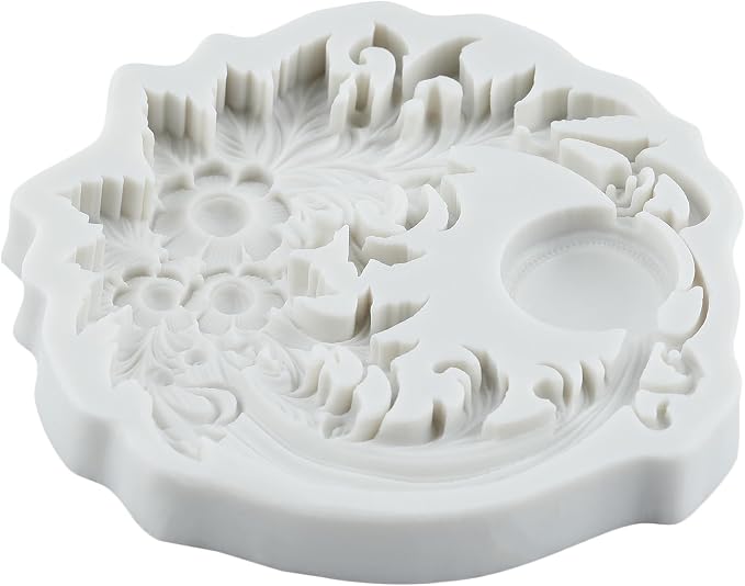 Baroque Floral Relief Polymer Clay Molds Baroque Flower Leaf Moon Silicone Mold for DIY Crafts Epoxy Resin Casting Polymer Clay Tools Craft Air Dry Jewelry Making